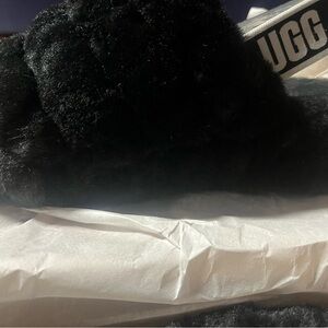 UGG Black Fluffy Slides